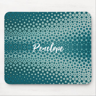 Blue on Blue Abstract White Monogram Mouse Mat