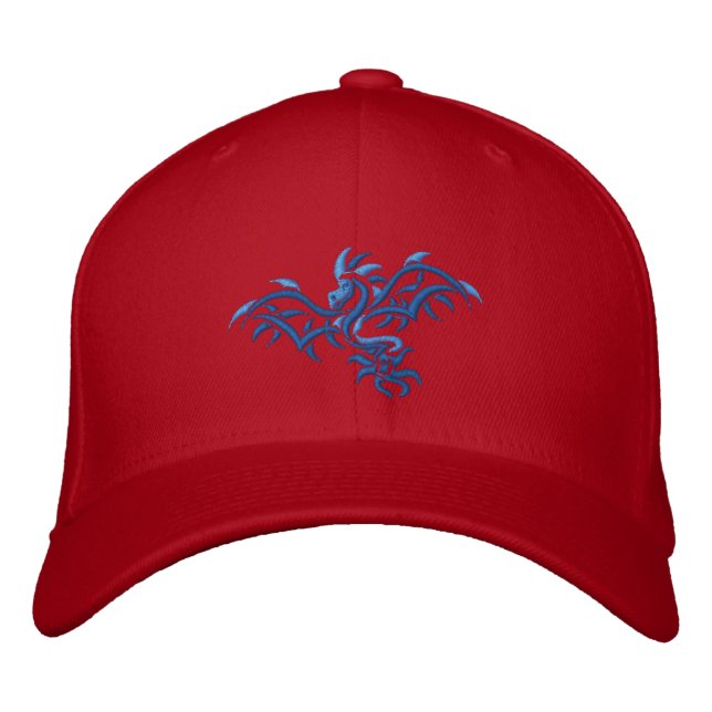 BLUE ON BLUE DRAGON EMBROIDERED HAT (Front)
