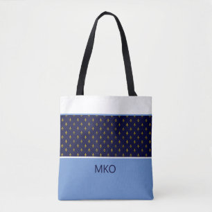 Blue on Blue Fleur-de-Lis Tote Bag