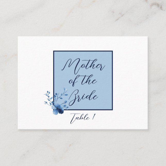Blue on Blue, Flower Blossom Place Card (Front)