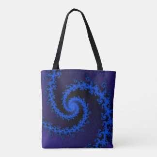 BLUE ON BLUE FRACTAL DESIGN TOTE BAG