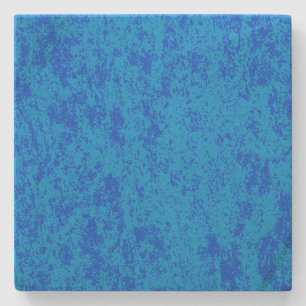Blue on Blue Marbled Spotted Square Stone Coaster