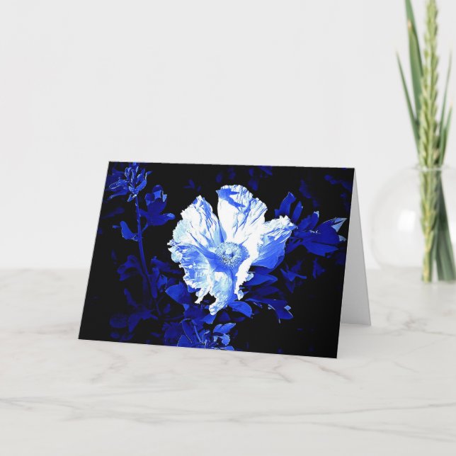 Blue on blue poppy  card (Front)