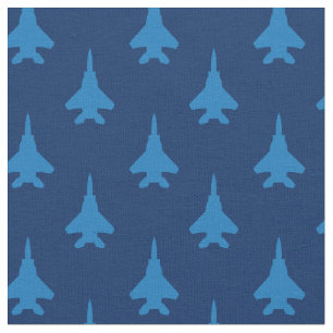 Blue on Blue Strike Eagle Fighter Jet Pattern Fabric