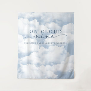 Blue "On Cloud Nine" Bachelorette Weekend Backdrop Tapestry