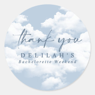 Blue "On Cloud Nine" Bachelorette Weekend Favour Classic Round Sticker