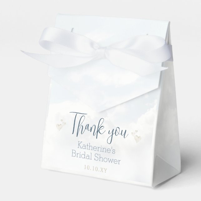 Blue On Cloud Nine Elegant Bridal Shower Thank You Favour Box (Front Side)