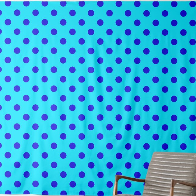 Blue On Cyan Polka Dots Pattern Design Fabric (Creator Uploaded)