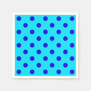 Blue On Cyan Polka Dots Pattern Design Napkin