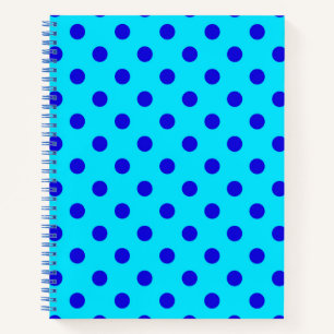 Blue On Cyan Polka Dots Pattern Design Notebook