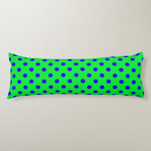 Blue On Green Polka Dots Pattern Design Body Cushion
