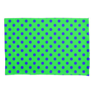 Blue On Green Polka Dots Pattern Design Pillowcase