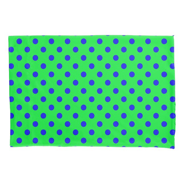Blue On Green Polka Dots Pattern Design  Pillowcase (Front)