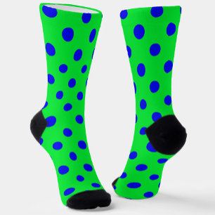 Blue On Green Polka Dots Pattern Design  Socks