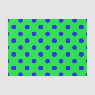 Blue On Green Polka Dots Pattern Design  Tissue Paper