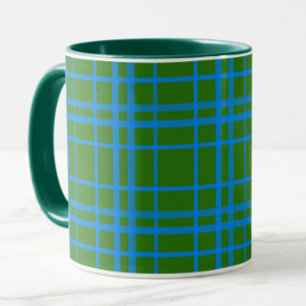 Blue On Green Tartan Plaid Pattern Design  Mug
