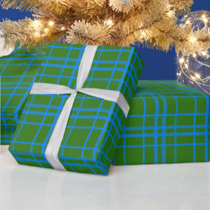 Blue On Green Tartan Plaid Pattern Design  Wrapping Paper