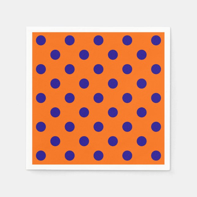 Blue On Orange Polka Dots Pattern Design  Napkin (Front)