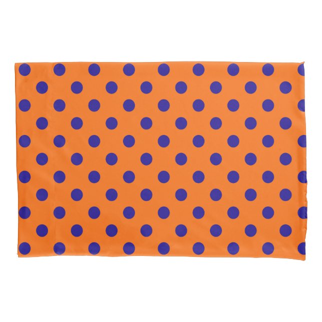 Blue On Orange Polka Dots Pattern Design  Pillowcase (Front)