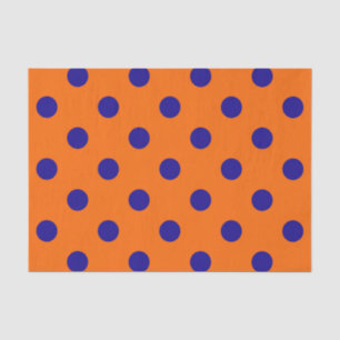 Blue On Orange Polka Dots Pattern Design  Tissue Paper
