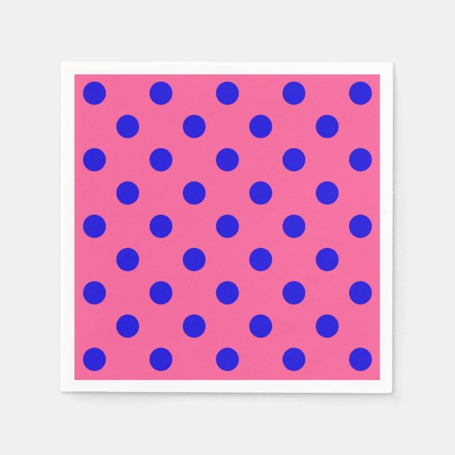 Blue On Pink Polka Dots Pattern Design Napkin (Front)