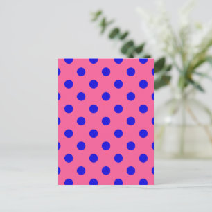 Blue On Pink Polka Dots Pattern Design Postcard