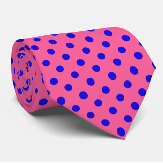 Blue On Pink Polka Dots Pattern Design Tie