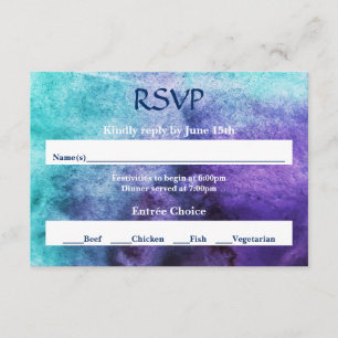 Blue on Purple Watercolor - RSVP