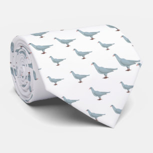 Blue on White Dove Seamless Pattern Tie