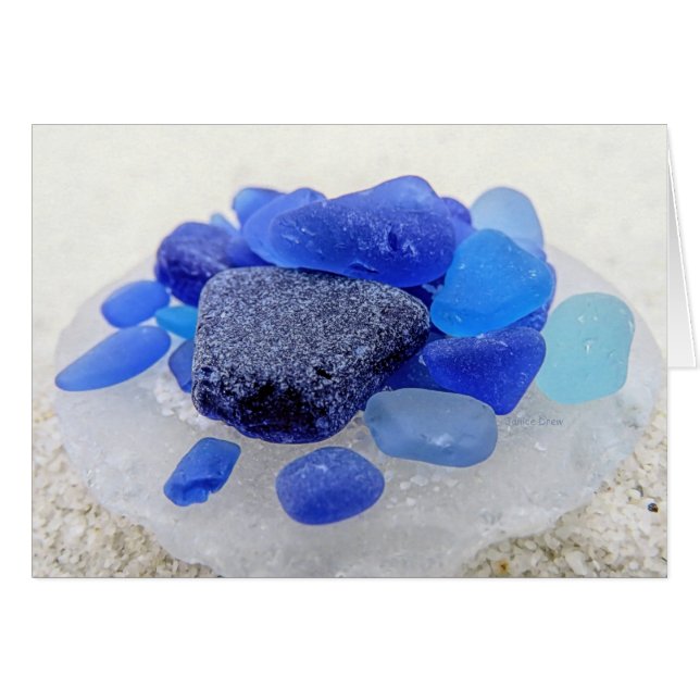 Blue  on White Sea Glass (Front Horizontal)