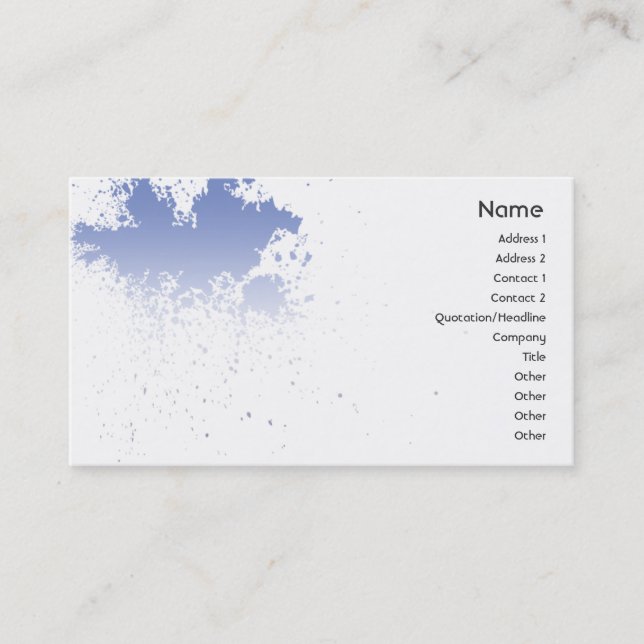 Blue On White Splatter - Business Card (Front)