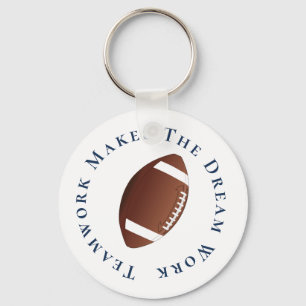 Blue on White Teamwork Makes The Dream Work Key Ring