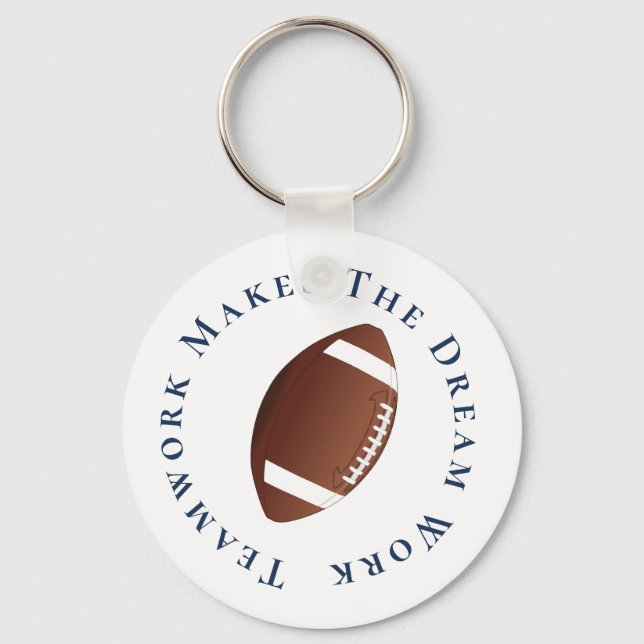 Blue on White Teamwork Makes The Dream Work Key Ring (Front)