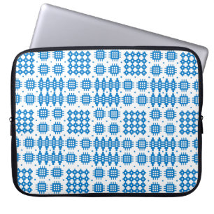 Blue on White Traditional Welsh Tapestry Pattern Laptop Sleeve