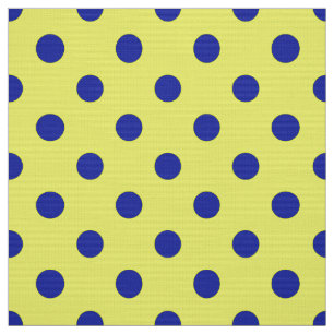 Blue On Yellow Polka Dots Pattern Design  Fabric