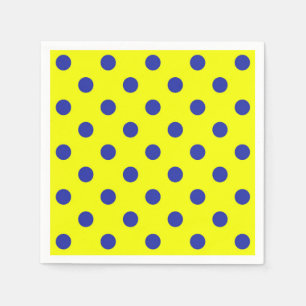 Blue On Yellow Polka Dots Pattern Design Napkin