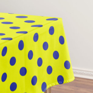 Blue On Yellow Polka Dots Pattern Design Tablecloth