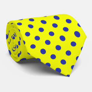 Blue On Yellow Polka Dots Pattern Design  Tie
