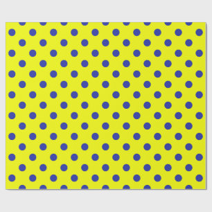 Blue On Yellow Polka Dots Pattern Design Wrapping Paper