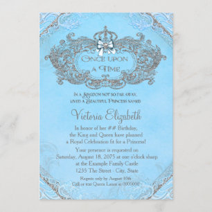 Blue Once Upon a Time Princess Birthday Invitation