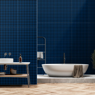 Blue One Inch Wide Buffalo Plaid Wallpaper