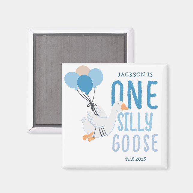 Blue One Silly Goose 1st Birthday Magnet (Front/Back)