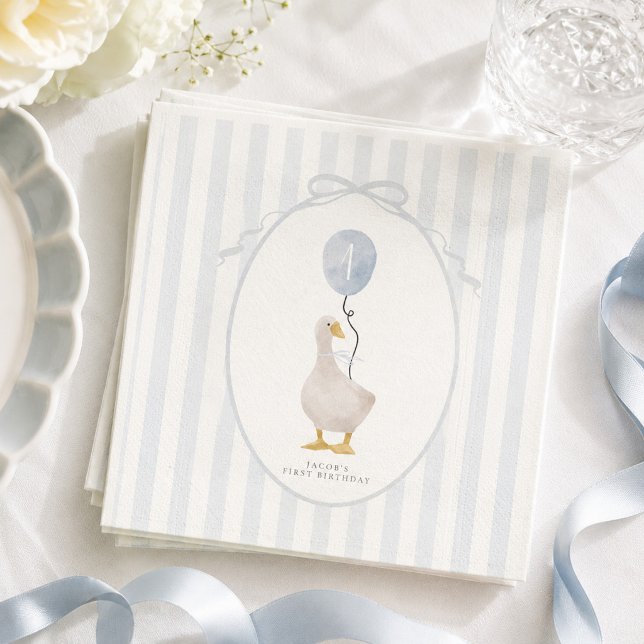 Blue One Silly Goose Birthday part napkin (Creator Uploaded)