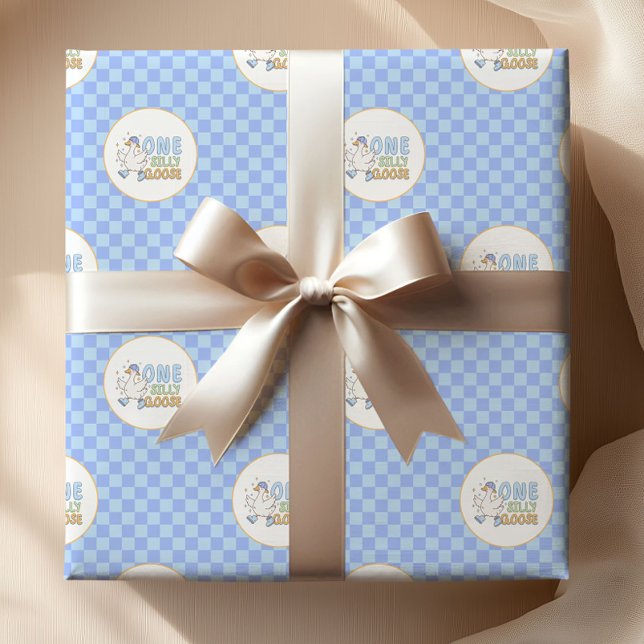 Blue One Silly Goose-Boy's first birthday Wrapping Paper (Blue One Silly Goose-Boy's first birthday wrapping paper.)