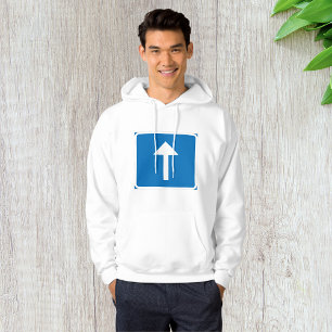Blue One-Way Traffic Sign Up Arrow Road Symbol  Hoodie