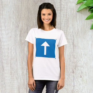 Blue One-Way Traffic Sign Up Arrow Road Symbol  T-Shirt