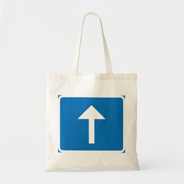 Blue One-Way Traffic Sign Up Arrow Road Symbol  Tote Bag (Front)