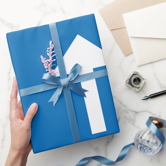 Blue One-Way Traffic Sign Up Arrow Road Symbol  Wrapping Paper (Creator Uploaded)