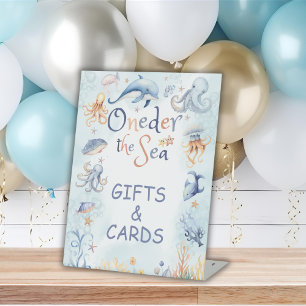 Blue Oneder the sea 1st birthday Gifts Pedestal Sign