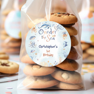 Blue Oneder the sea first birthday Sticker